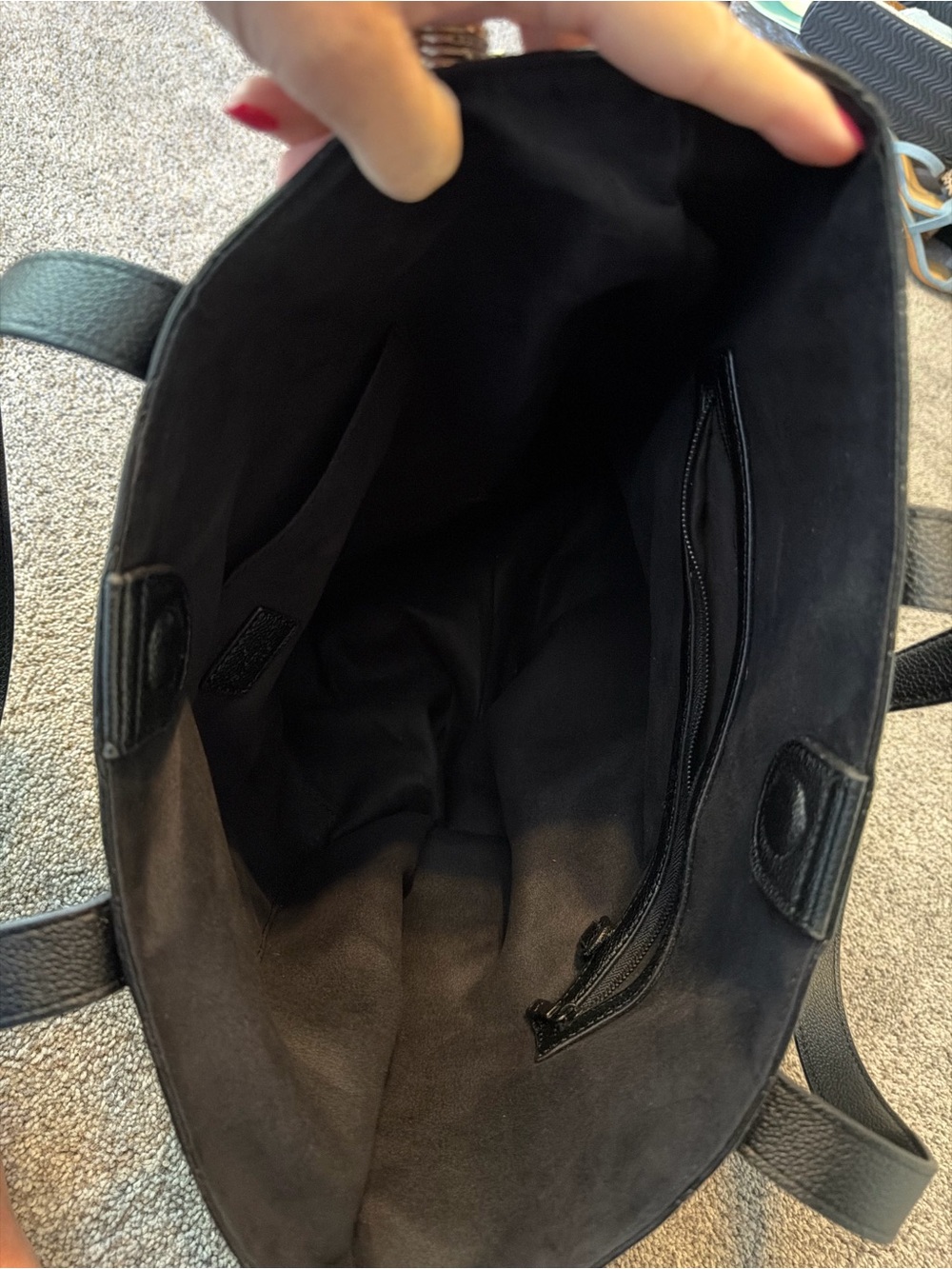 Classic Black monogram Tote Bag - Minimal Leather Design